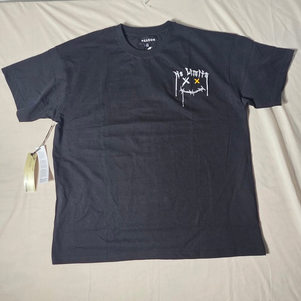 Reason Brand No Limits Just Legends T Shirt Mens XL Black NWT Embroidered Tee